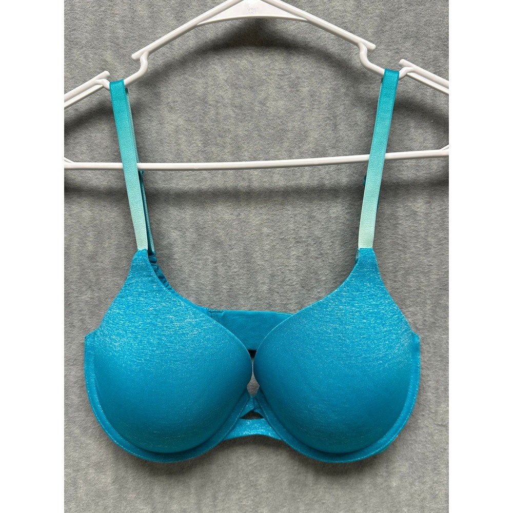 Victoria's Secret Perfect Shape Bra 32DD Teal Blue Space Dye Padded Underwire